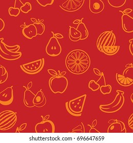 Pictograph of fruits pattern seamless tone color background