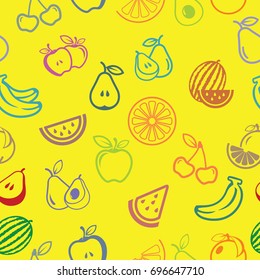 Pictograph of fruits pattern seamless tone color background