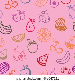 Pictograph of fruits pattern seamless tone color background