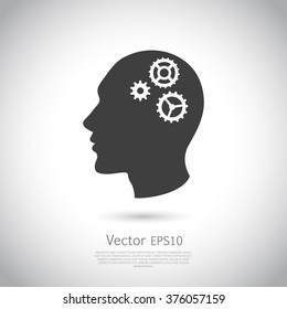 Pictograph of gear in head.