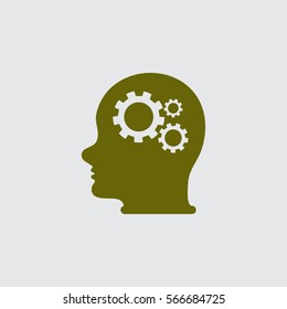 Pictograph of gear in head.
