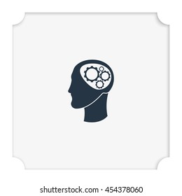 Pictograph of gear in head. Flat illustration.