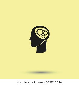 Pictograph of gear in head. Flat illustration.