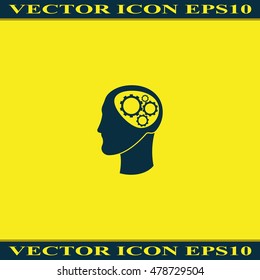 Pictograph of gear in head. Flat illustration.