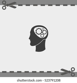 Pictograph of gear in head. Flat illustration.