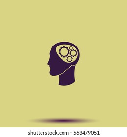 Pictograph of gear in head. Flat illustration.