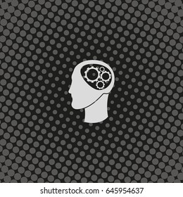 Pictograph of gear in head. Flat illustration.