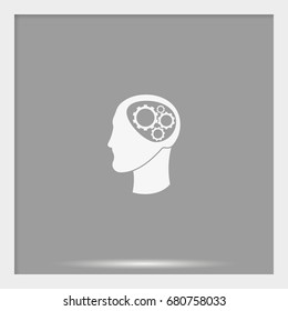 Pictograph of gear in head. Flat illustration.