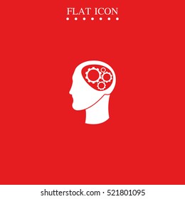 Pictograph of gear in head. Flat vector illustration.