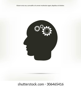 Pictograph of gear in head icon