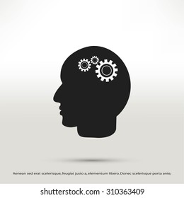 Pictograph of gear in head icon