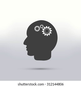 Pictograph of gear in head icon