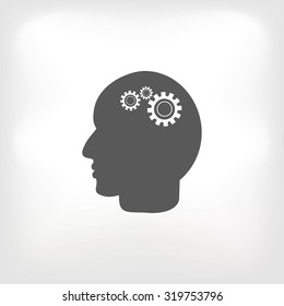 Pictograph of gear in head icon