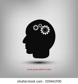 Pictograph of gear in head icon