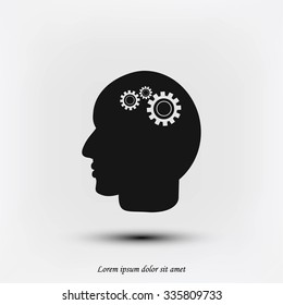 Pictograph of gear in head icon