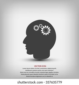Pictograph of gear in head icon