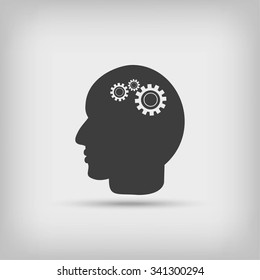 Pictograph of gear in head icon