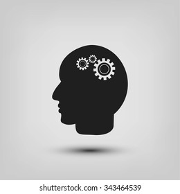 Pictograph of gear in head icon