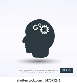 Pictograph of gear in head icon