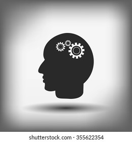 Pictograph of gear in head icon