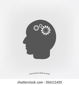 Pictograph of gear in head icon