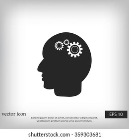 Pictograph of gear in head icon