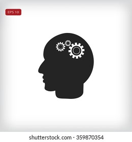 Pictograph of gear in head icon