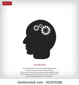Pictograph of gear in head icon