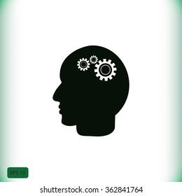 Pictograph of gear in head icon