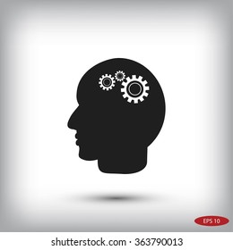 Pictograph of gear in head icon