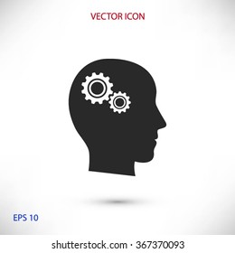 Pictograph of gear in head icon