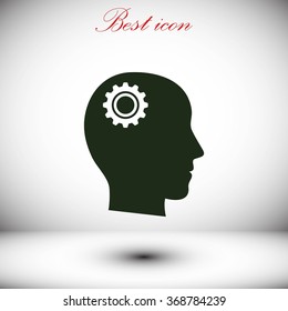 Pictograph of gear in head icon