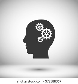 Pictograph of gear in head icon
