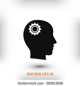 Pictograph of gear in head icon