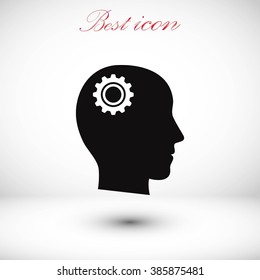 Pictograph of gear in head icon