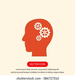 Pictograph of gear in head icon