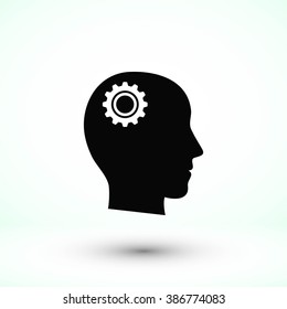 Pictograph of gear in head icon