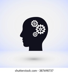 Pictograph of gear in head icon