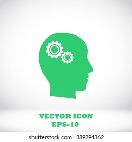 Pictograph of gear in head icon