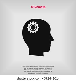 Pictograph of gear in head icon