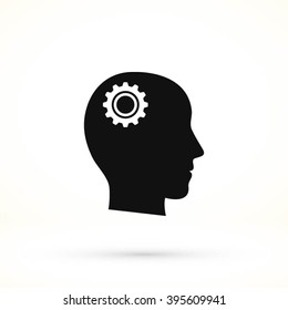 Pictograph of gear in head icon