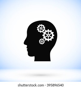 Pictograph of gear in head icon