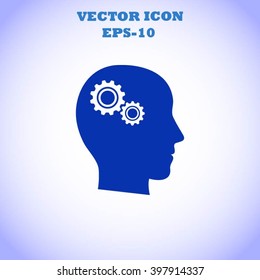 Pictograph of gear in head icon