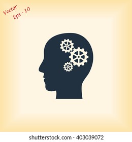 Pictograph of gear in head icon
