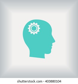 Pictograph of gear in head icon