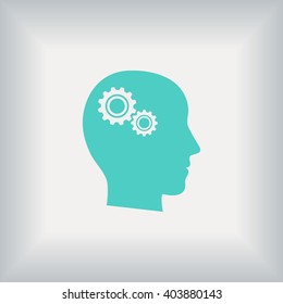 Pictograph of gear in head icon