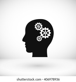 Pictograph of gear in head icon