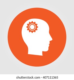 Pictograph of gear in head icon