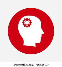 Pictograph of gear in head icon