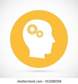 Pictograph of gear in head icon